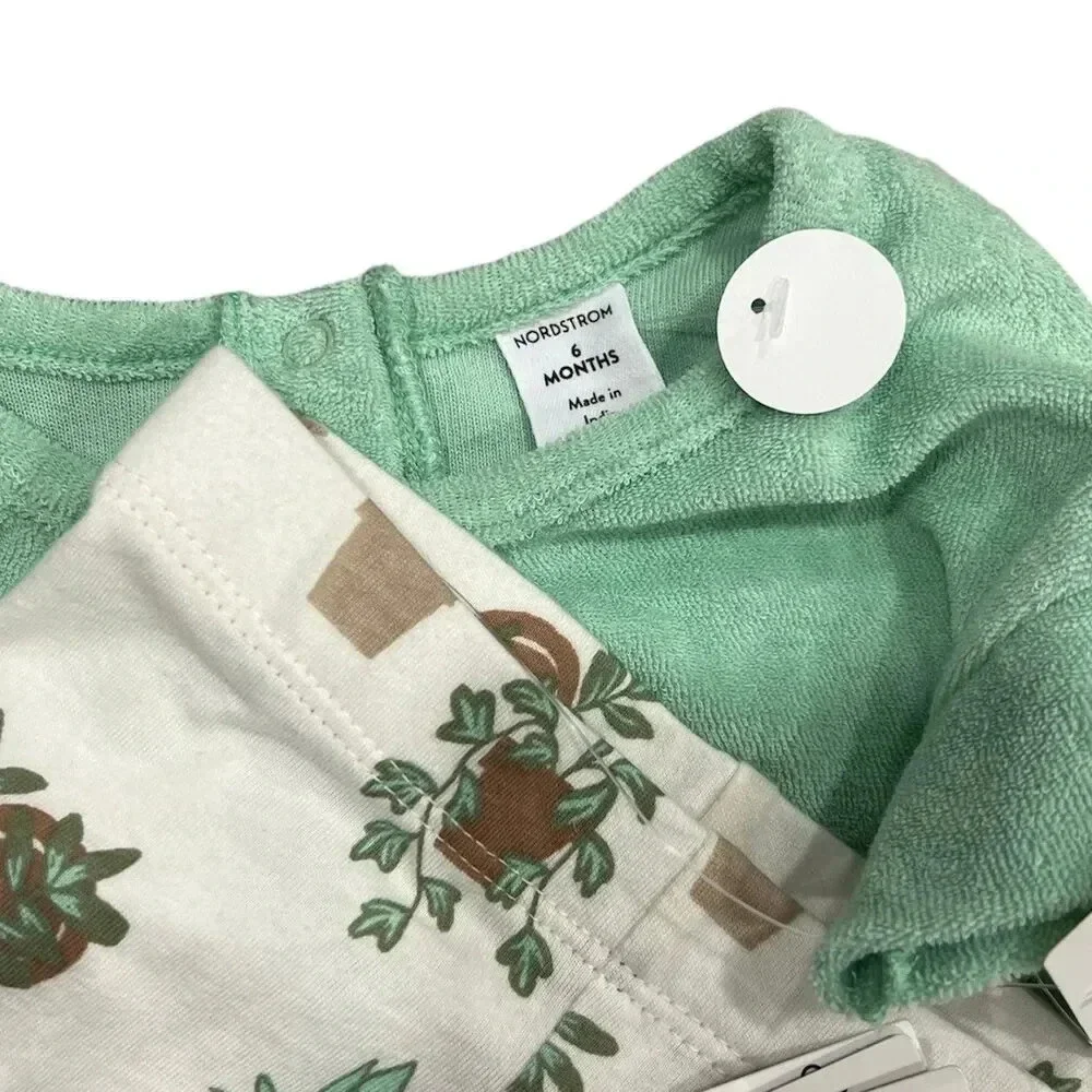 Nordstrom Green Plants Baby Outfit 6 months
